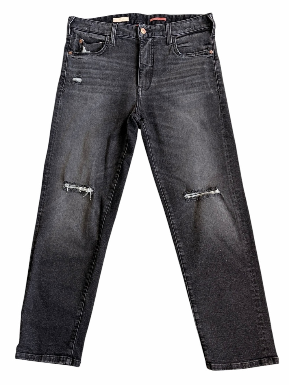 Pilcro The Borrowed Women Black Washed Straight-Leg Jeans